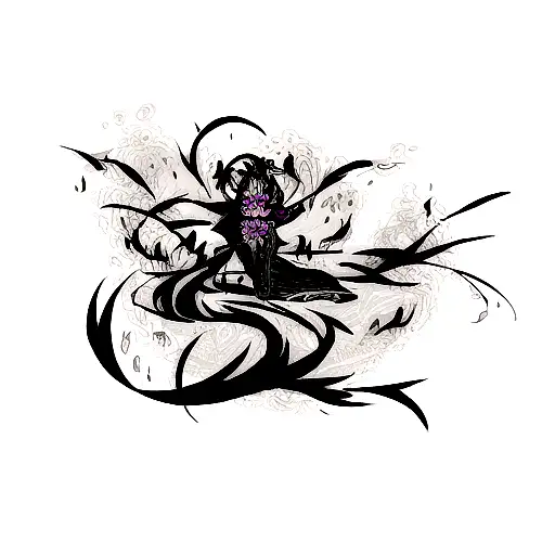 Death Flower With Dark Calligraphy