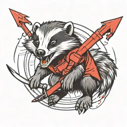 Angry Badger Wielding A Red Arrow