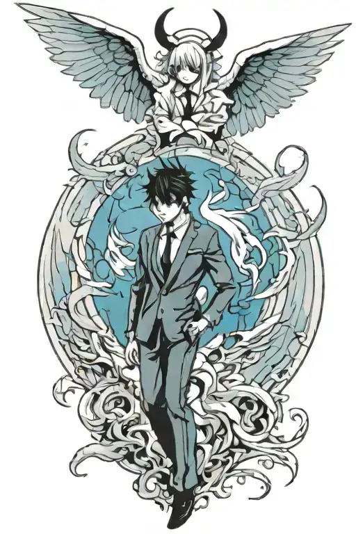 Angel And Devil Wearing Suit