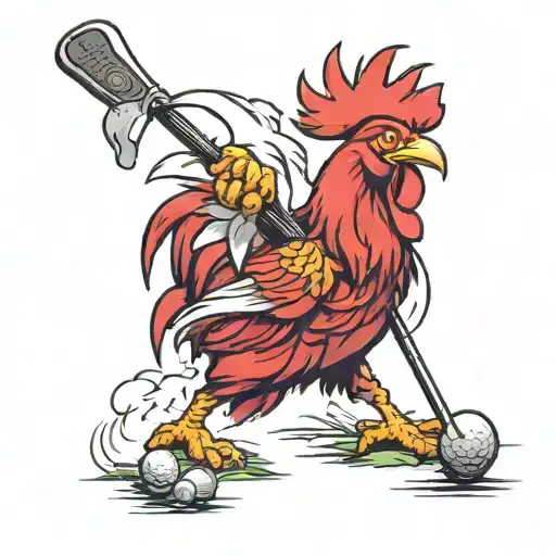 Rooster Playing Golf