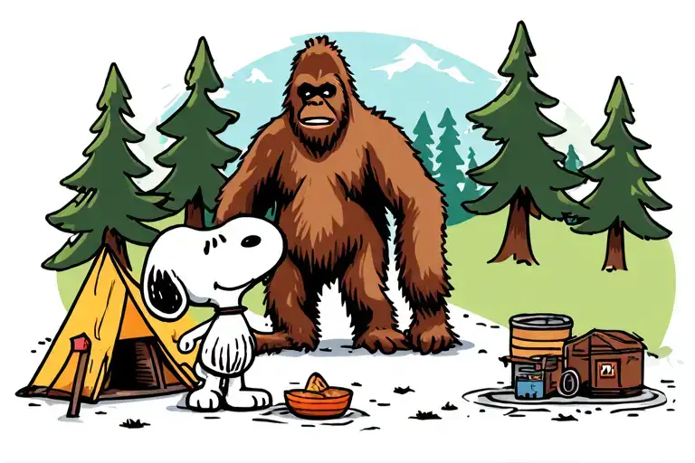 Snoopy And Bigfoot Camping
