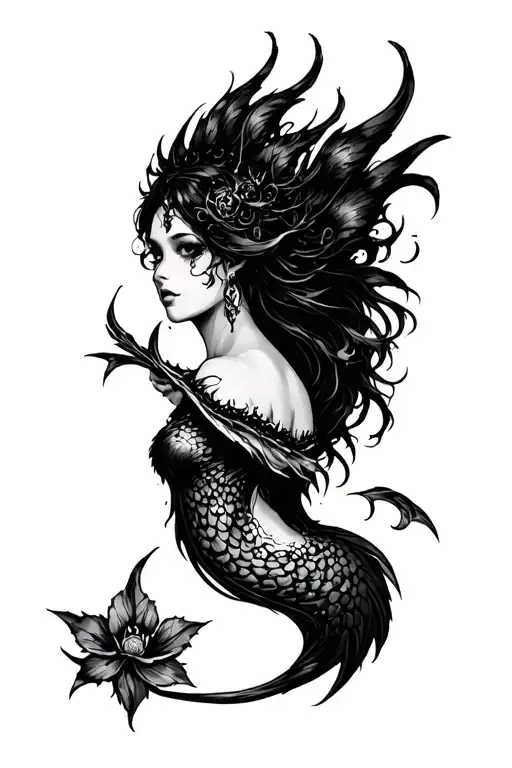 Siren Tattoo With Gothic Taste