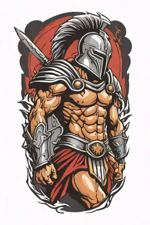 Spartan Warrior Gladiator Standing Triumphantly