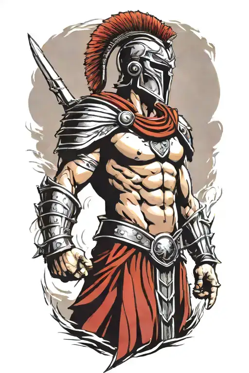 Spartan Warrior Gladiator Standing Triumphantly