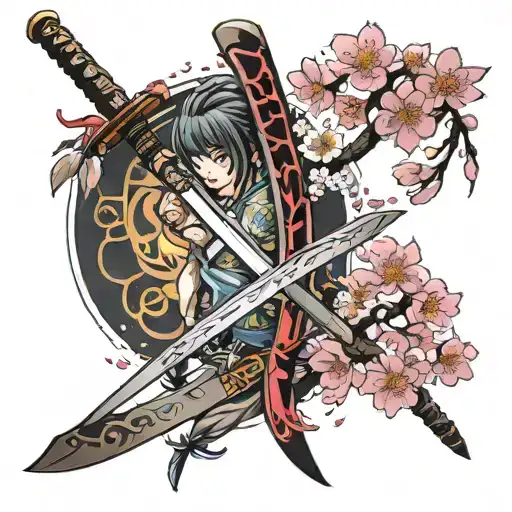 Katana And Sakura Blossom