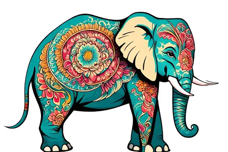 Elephant Tattoo Woman Theme