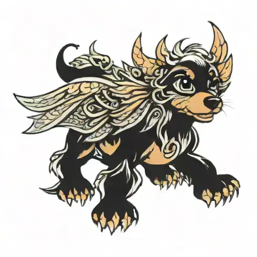 Cute Teckel With Dragon Wings