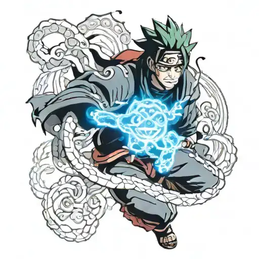 Naruto Susanoo With A Rinegan In The Background