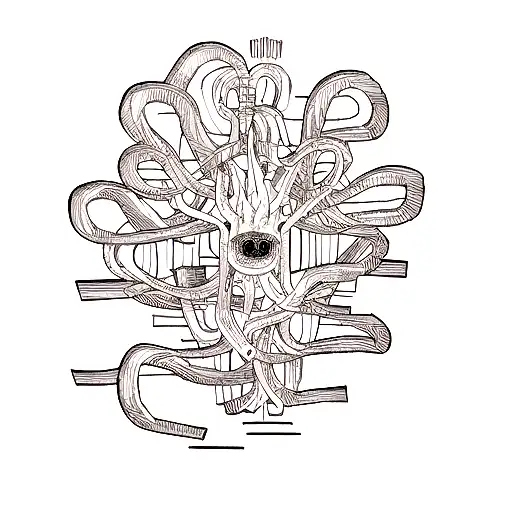 Medusa Surrounded By Lines Of Code