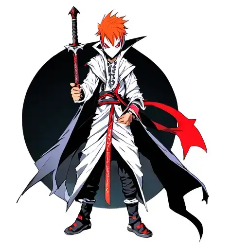 Bleach Anime Ichigo Hollow Mask With His Sword