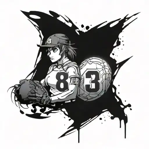 Softball And Football With Numbers 33 And 63 With An Aggressive Feel Black And White