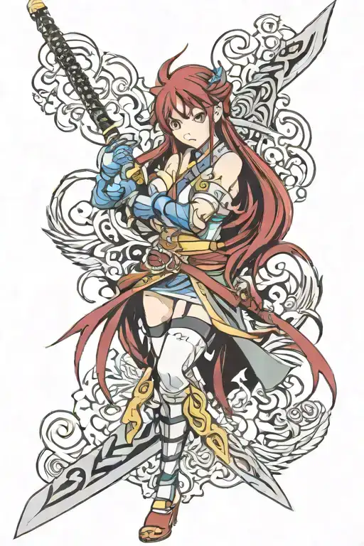Erza Scarlet Fairy Tail Colourfull Detailed Katana