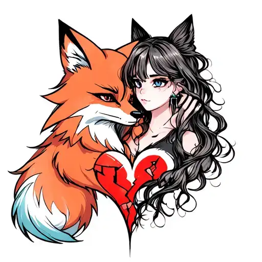 Fox Girl Stitching Together A Broken Heart