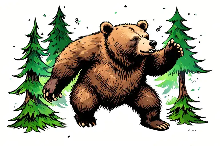 Bear Dancing In The Forest