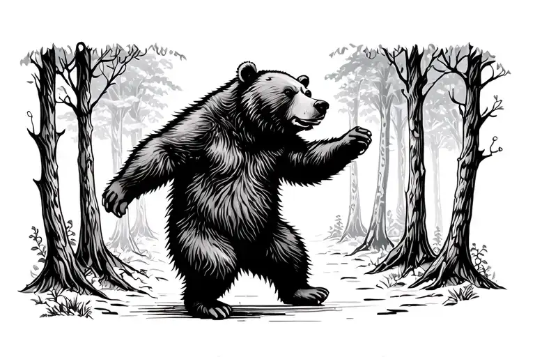 Bear Dancing In The Forest