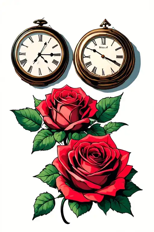 Three Clocks And Rose