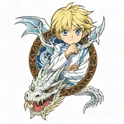 Boy Blond Hair Crying Eyes White Dragon