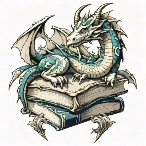 Dragon Sleeping On Books
