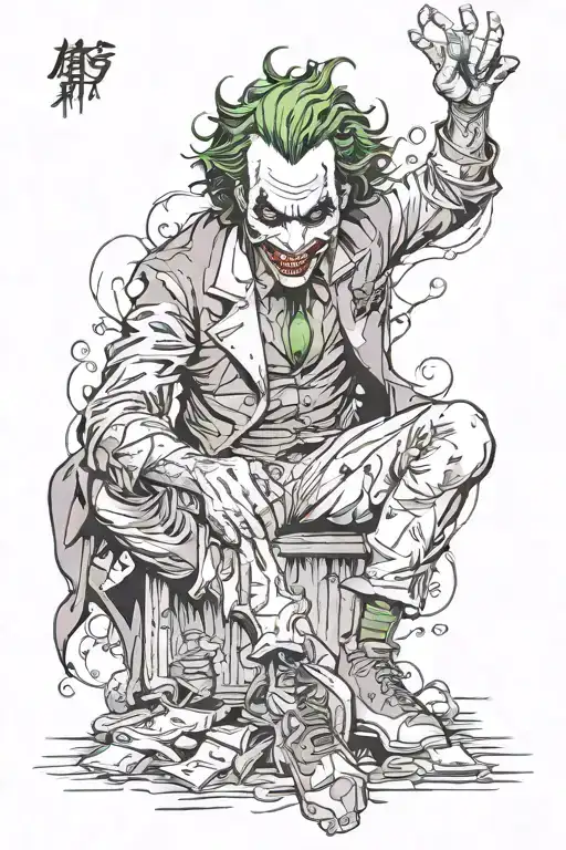 Leg Sleeve Tattoo Featuring The Joker Horror