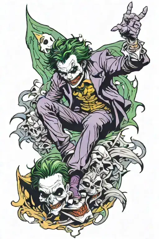 Leg Sleeve Tattoo Featuring The Joker