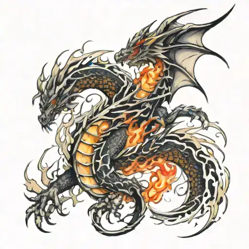 Dragon And Fire Flames