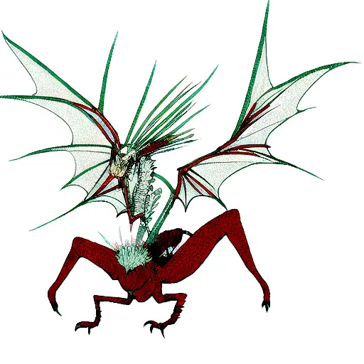 Dragon With Red Spider Lilly