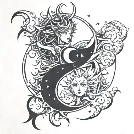 Sun And Moon Merging Together