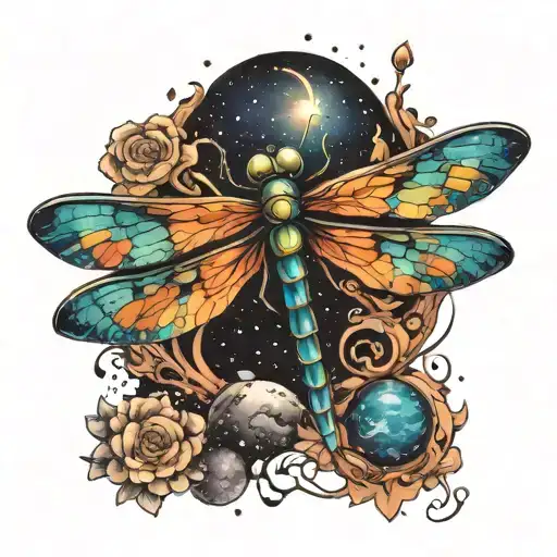 Dragonfly With Space Background