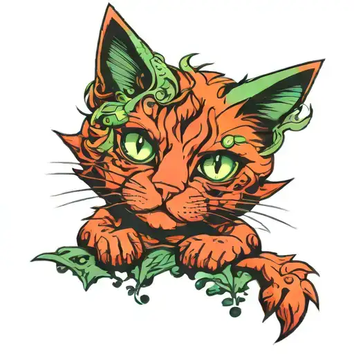 Red Cat With Green Eyes
