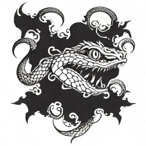 Serpent With Black And White Eyes