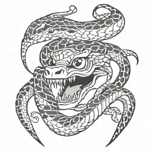 Serpent With Black And White Eyes