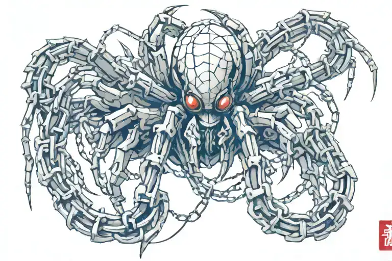 Kurapikas Chains Wrapped Around Chrollos Spider