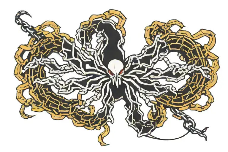 Kurapikas Judgement Chain Wrapped Around A Phantom Troupe Spider