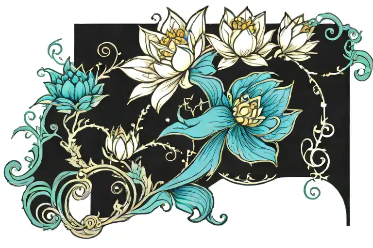 Inspired In The Pisces Sign With Lotus Flower Blooming