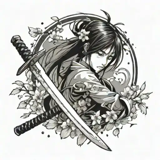 Katana Blade Disintegrating Into Sakura Petals