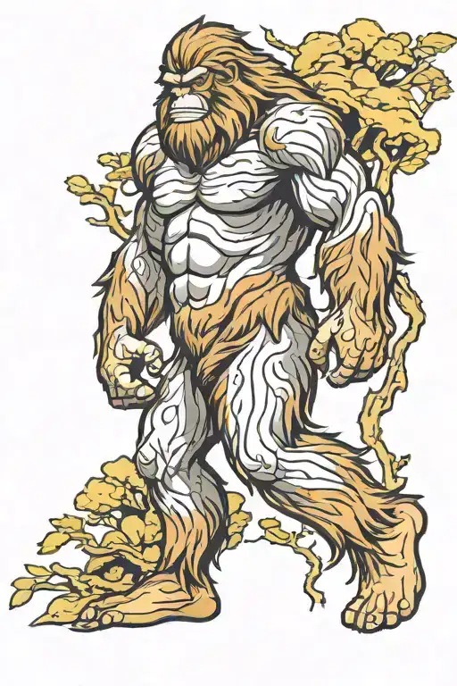 Sasquatch Stood Leaning On Tree