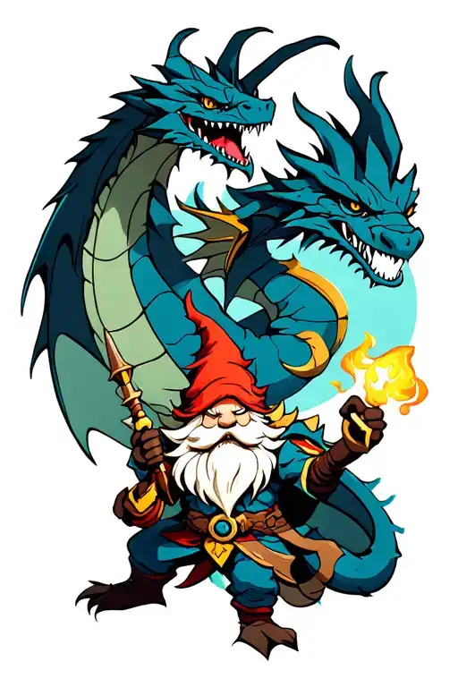 Gnome Warrior Battling A Dragon