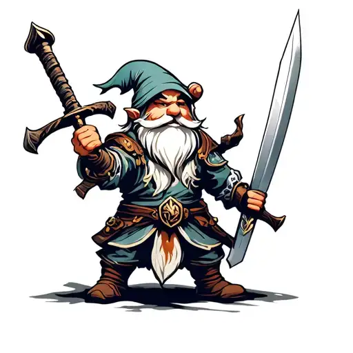 Gnome Warrior Wielding A Sword