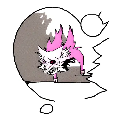 Pink Wolf Skull Eating The Moon