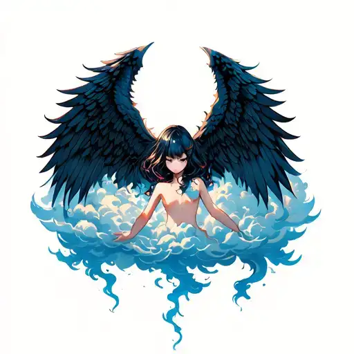 Dark Wings As Clouds Forming The Shape