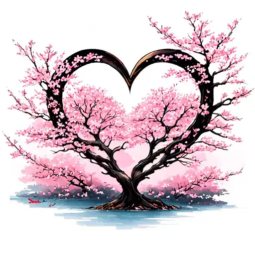 Infinit Sign Heart Shape Cherry Blossom Tree