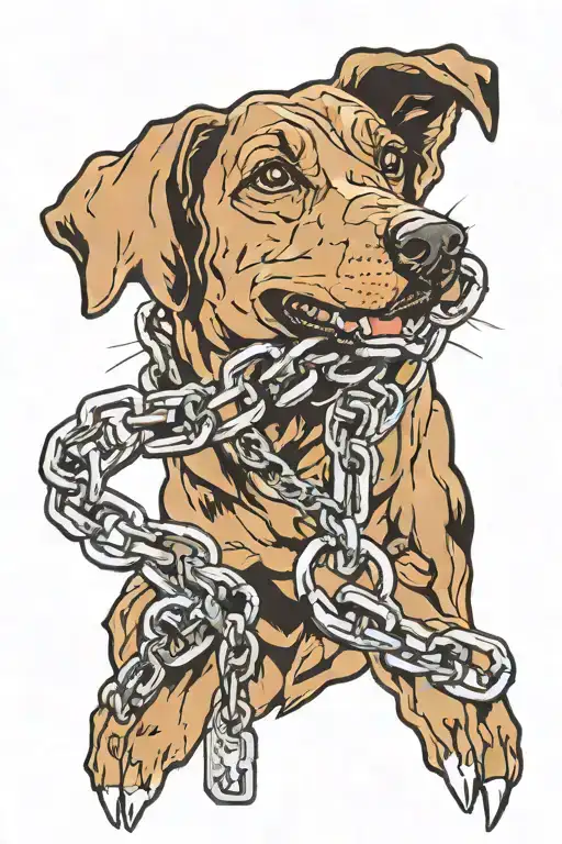 A Hand Holding A Chain With A Barking Dog And The Dog's Tag Says Ambition
