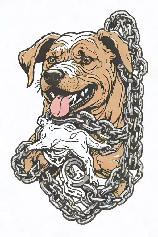 A Hand Holding A Chain With A Barking Dog And The Dog's Tag Says Ambition