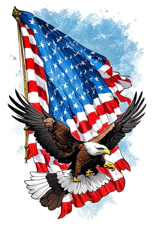 Realistic American Flag With A Flying Eagle Soaring Firearm Sleeve