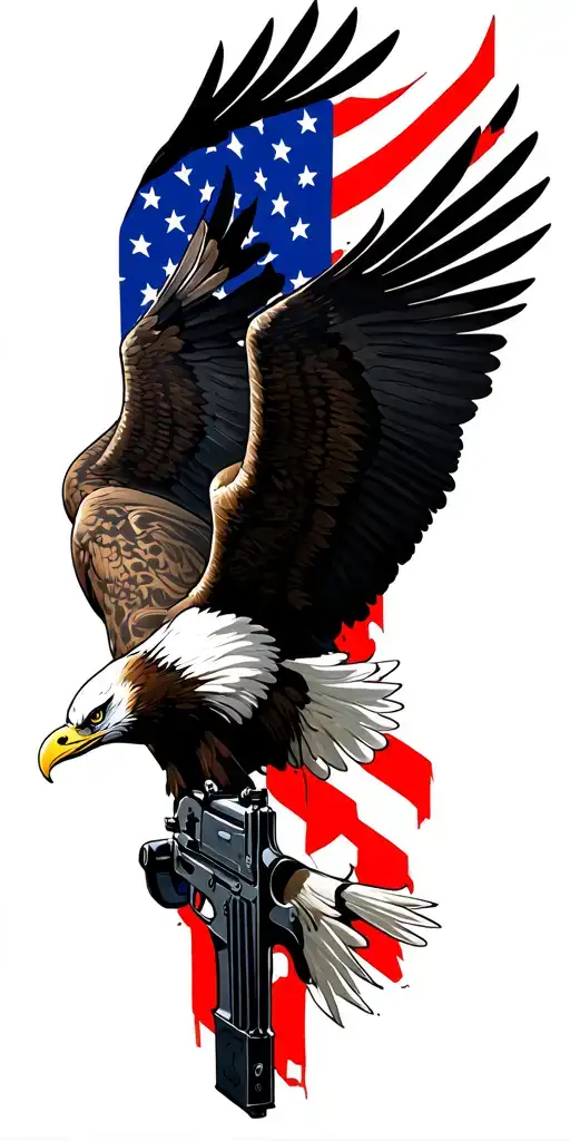 Realistic American Flag With A Flying Eagle Soaring Firearm Sleeve