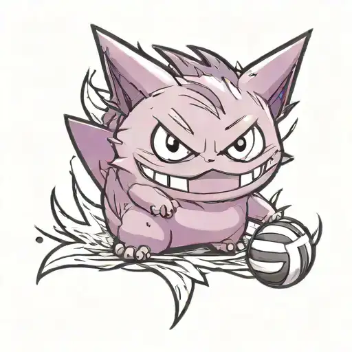 Pokemon Gengar Playing With A Volleyball