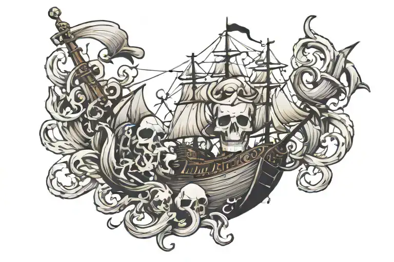 Skull Ship And Anchor