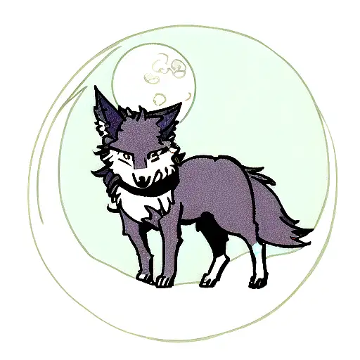A Wolf With Moon