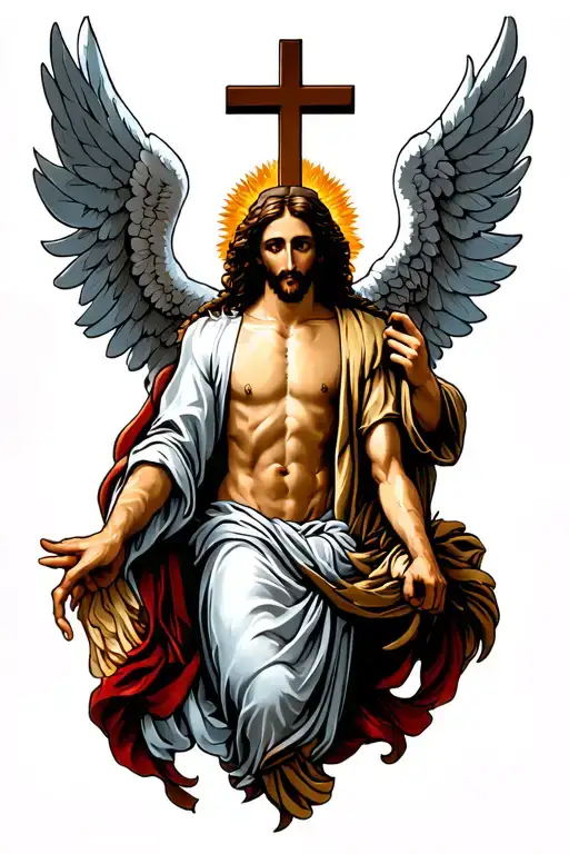 Cross Ans Angel And Jesus