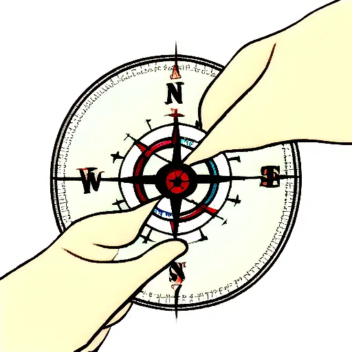 Hands Showing A Compass